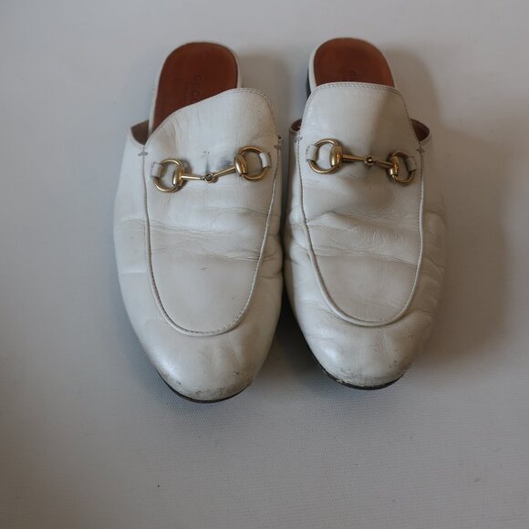 Gucci Shoes - Womens Gucci Princetown White Horsebit Leather Slip-On Mules 39 US/9